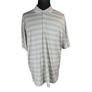 Nike Golf Tour Performance Dri-Fit Grey/White Striped Polo Shirt Size 2XL